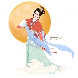 中秋节手绘嫦娥元素