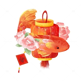 简约喜庆氛围节日锦鲤灯笼