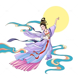 中秋嫦娥手绘嫦娥节日圆月