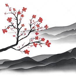白露国画梅花树枝海报装饰