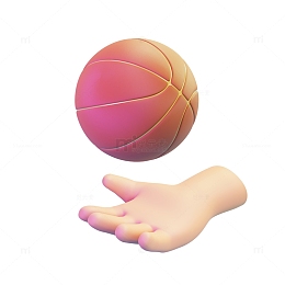 卡通手掌打篮球手捧篮球3D元素