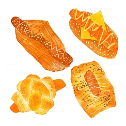烤肠面包插画