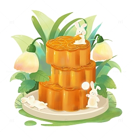 中秋  月饼  兔子
