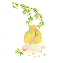 桂花酒清新中秋节简约酒杯桂花花瓣