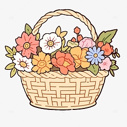 花篮线性插画