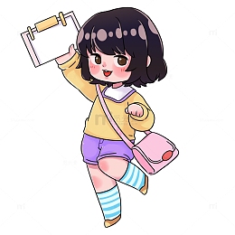 卡通手绘开学季女学生