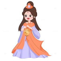 中秋节美女女神嫦娥仙子拿着灯免抠元素