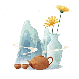 简约国风秋季菊花煮茶