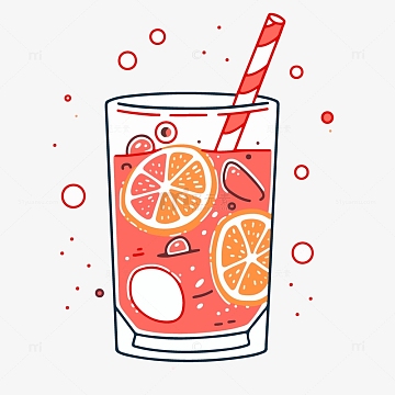 西柚果汁手绘简笔画