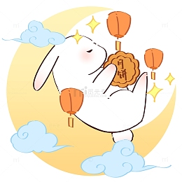 中秋节中秋团圆月饼兔子