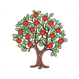 苹果树矢量插画