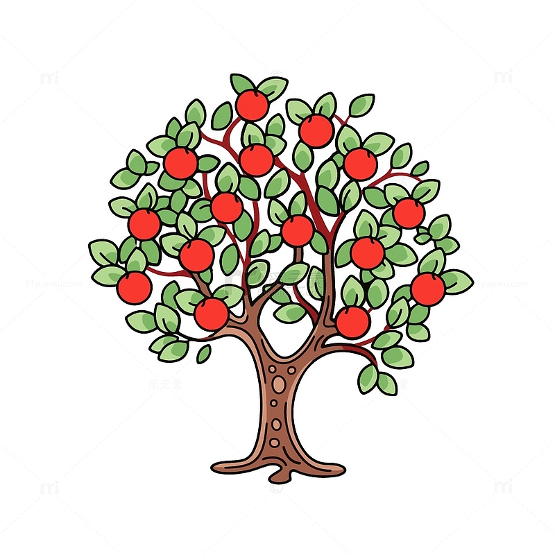 苹果树矢量插画