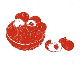 小篮筐龙眼桂圆白露节气美食剪纸手绘元素