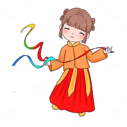 国庆庆祝人物玩彩带飘带