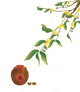 古风中秋节桂花 桂花酒元素