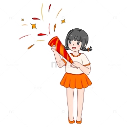 国庆庆祝人物放礼花女生