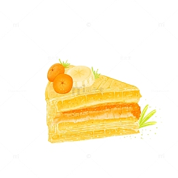 橘子香蕉蛋糕插画