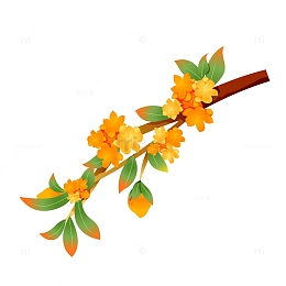 矢量国潮风手绘桂花元素