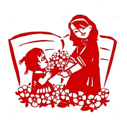 教师节学生给老师献花感恩书本剪纸手绘元素