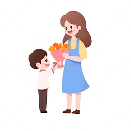 教师节男孩给老师献花免抠元素