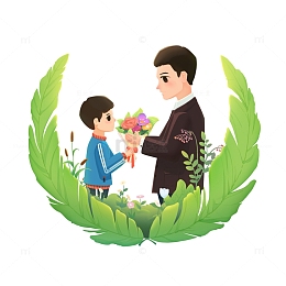 教师节鲜花小场景元素