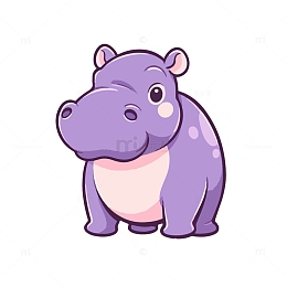 紫色的河马插画