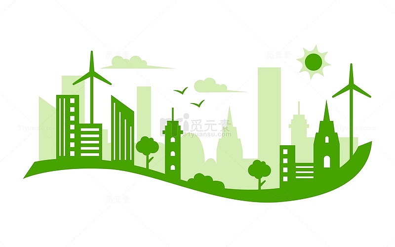 绿色环保新能源城市剪影