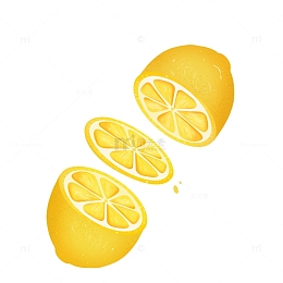 水果剖开的柠檬水果元素