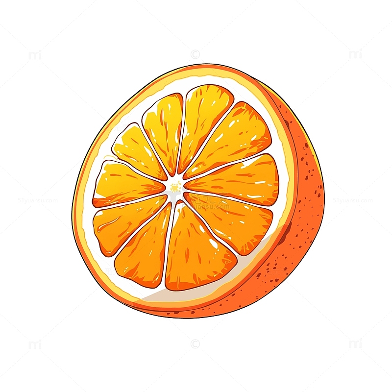 橘子瓣橘子切片扁平清新免抠