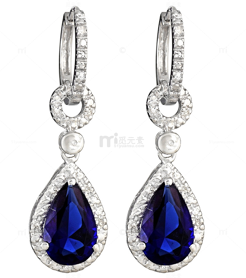 水滴型蓝宝石钻石耳环