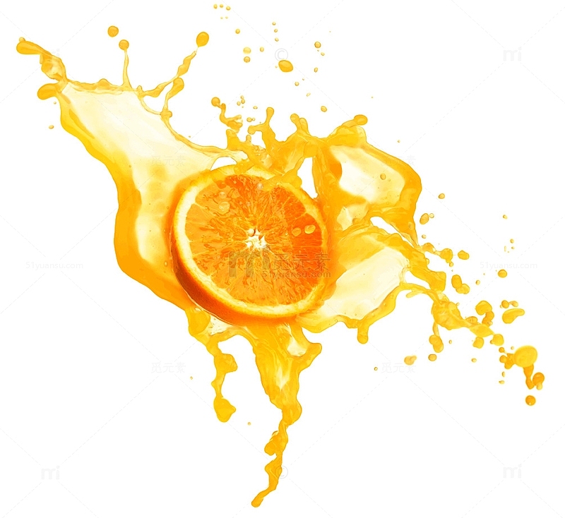 漂浮橙汁素材