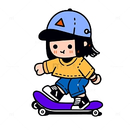 踏着滑板的女孩子