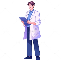 男青年医生看病插画