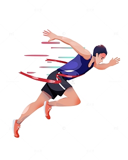 简约扁平运动员跑步冲刺