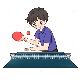 运动员打乒乓球和球桌