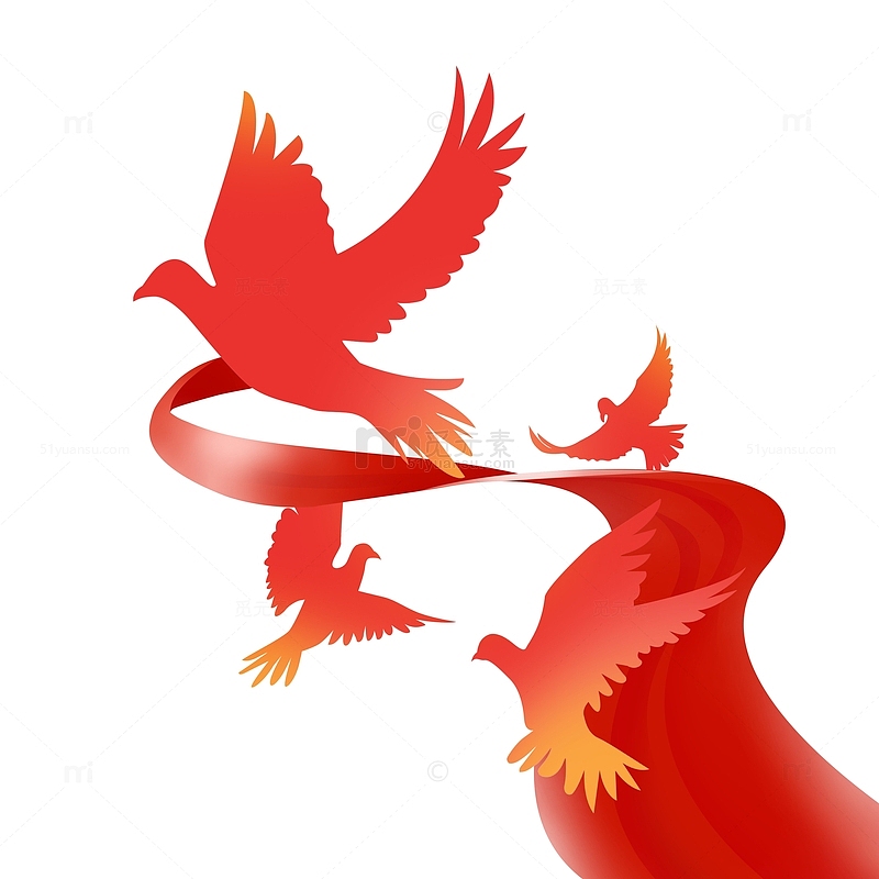 简约国庆红色和平鸽