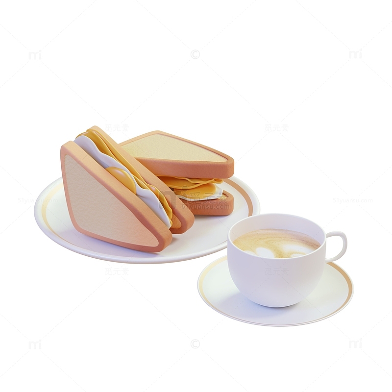 咖啡鸡蛋三明治面包早餐