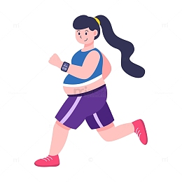 扁平简约跑步减肥的胖女孩