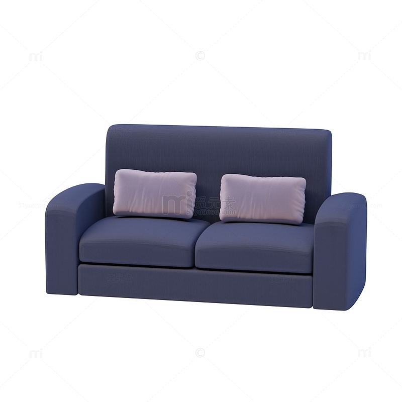 家居靛蓝色客厅室内沙发3D模型