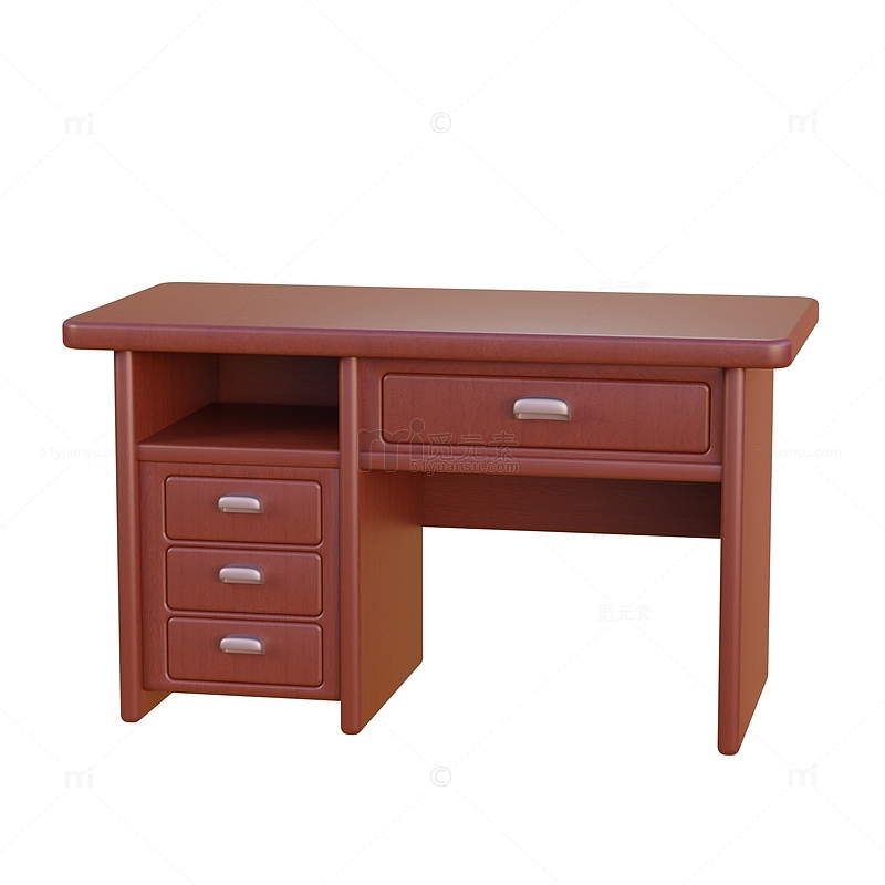木纹书桌课桌办公桌家具3D模型