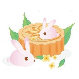 中秋节月饼玉兔插画矢量元素