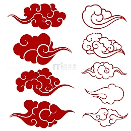 祥云红色免扣海报喜庆中国元素国潮素材