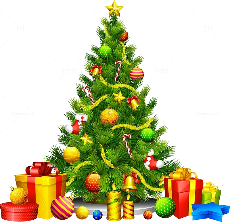 堆满礼物的圣诞树