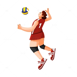 扁平风排球体育运动员