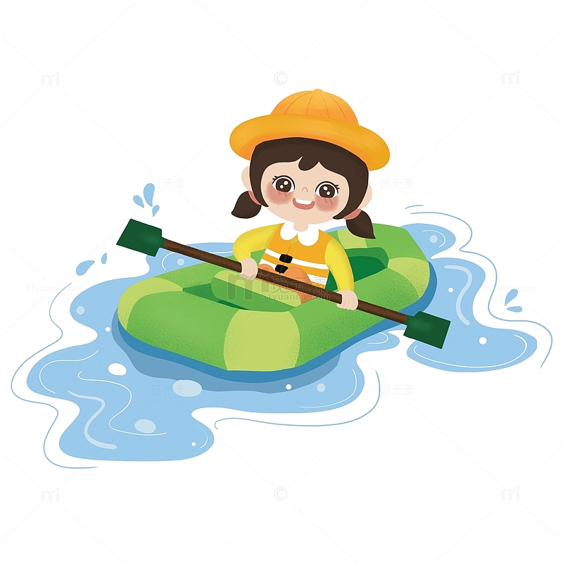 可爱小女孩划皮划艇