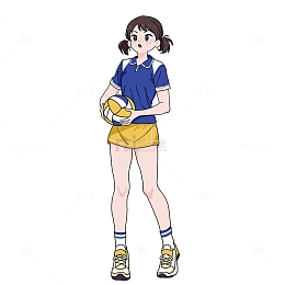 卡通排球运动员女将女排排球女将