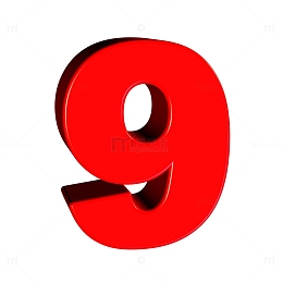 红色立体数字9