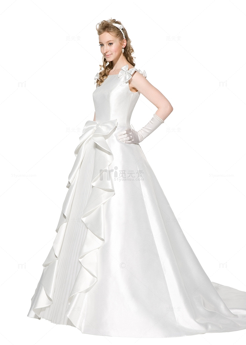 身穿白色婚纱的女性