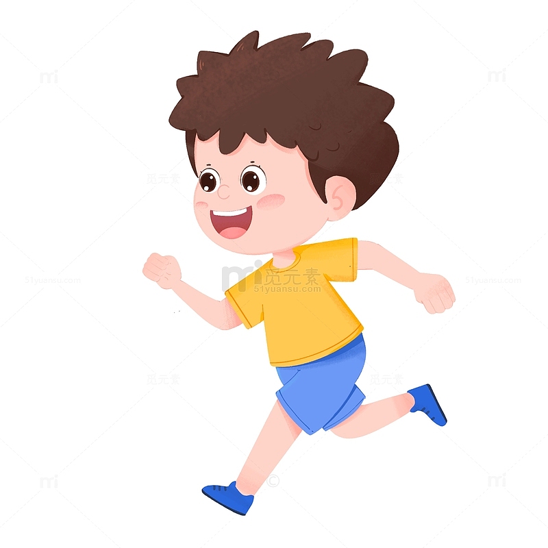 卡通手绘一个小男孩在跑步手绘元素