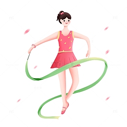 运动会体操女孩彩带素材
